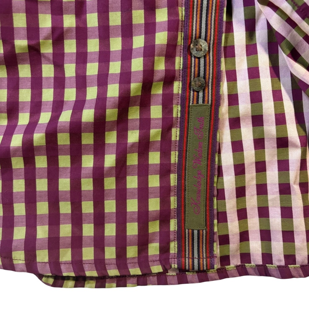 Robert Graham 2XL Button Down Shirt Long Sleeve Gingham Check Purple Yellow - Picture 3 of 10